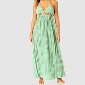 BNWT Ibiza Anne Cole Women's V-Neck Jewel Halter Maxi Cover-Up Dress - Small
